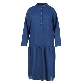 Robe bleue oversize style lin avec boutons 1