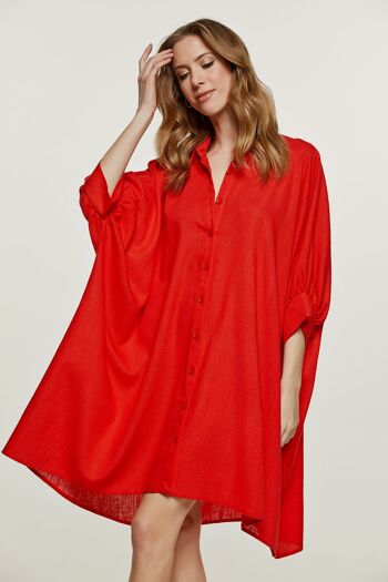 Mini-robe style chemise surdimensionnée rouge 2