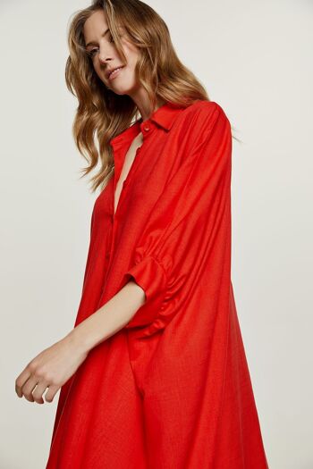 Mini-robe style chemise surdimensionnée rouge 3