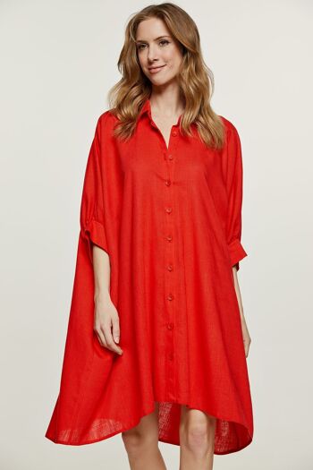 Mini-robe style chemise surdimensionnée rouge 4