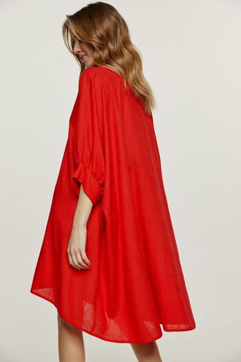 Mini-robe style chemise surdimensionnée rouge 5