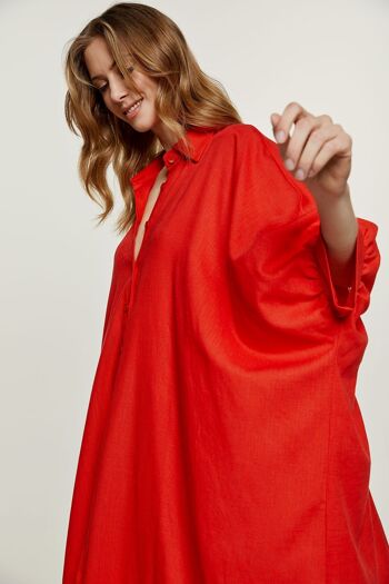 Mini-robe style chemise surdimensionnée rouge 6