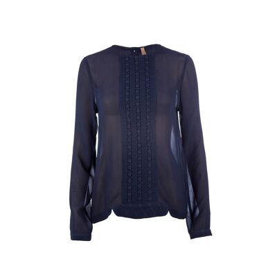 Sheer Ethnic Style Top Navy