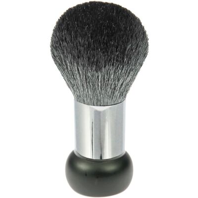 Stand powder brush, black / silver, natural hair, height 11 cm, Ø 4 cm