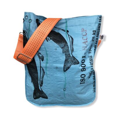 Beadbags universal carrying shopping bag made from recycled rice sacks with sea strap TJ77 blue