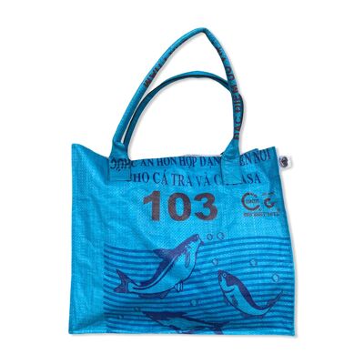 Beadbags Sencillo bolso de compras hecho con sacos de arroz reciclados Ri94 Azul Medio 11
