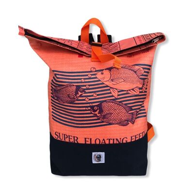 Beadbags Life Backpack made from recycled rice sack Ri99 Orange 4