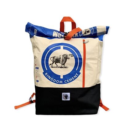 Beadbags Life Sac à dos fabriqué à partir de sac de ciment recyclé Ri99 Blue Buffalo