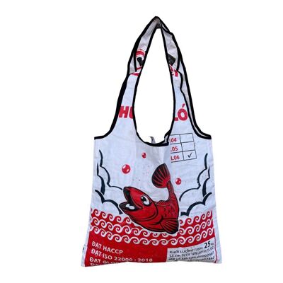 Large shopping bag made from recycled rice sack Ri43 - color 1 white