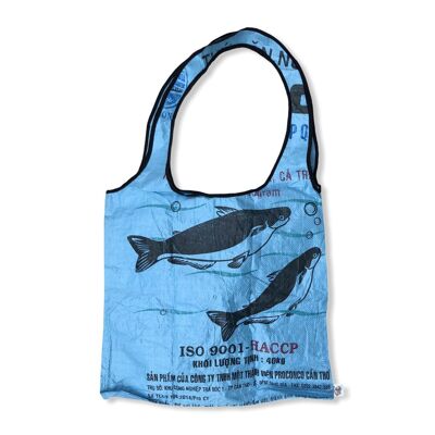 Large shopping bag made from recycled rice sack Ri43 - color-12-light blue