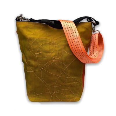 Beadbags Schultertasche aus reused Moskitonetz mit Tampenjan NET3 Gelb