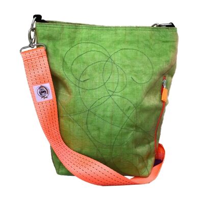 Beadbags shoulder bag made from reused mosquito net with Tampenjan NET3 green