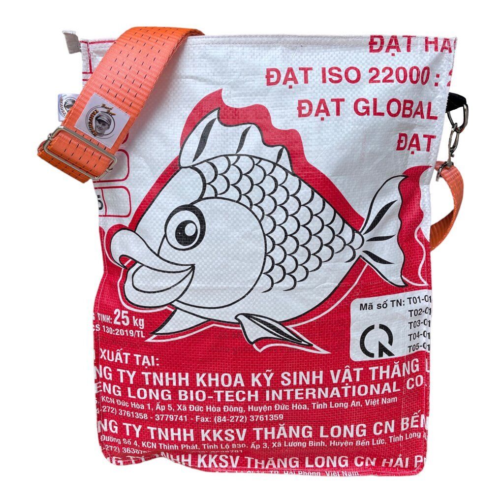 Beadbags universal carrying shopping bag made from recycled rice sacks with sea strap TJ77 White