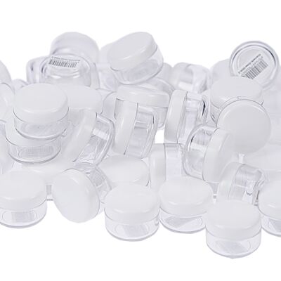 50 x vasetti cosmetici, coperchio in plastica bianca, per 6 ml, Ø 2,9 cm, altezza: 2 cm