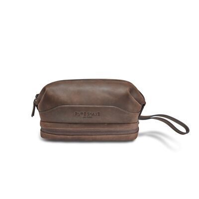Branded Waxed Leather Wash-Bag