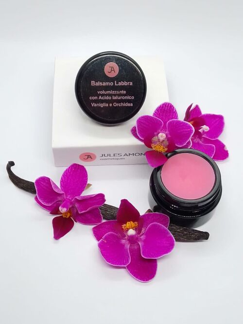 Balsamo labbra volumizzante con particelle di Acido Ialuronico - Aroma Vaniglia e Orchidea
