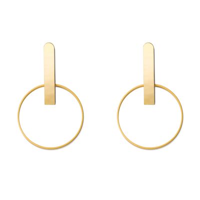 Grande orecchino a "J" in composito - Oro