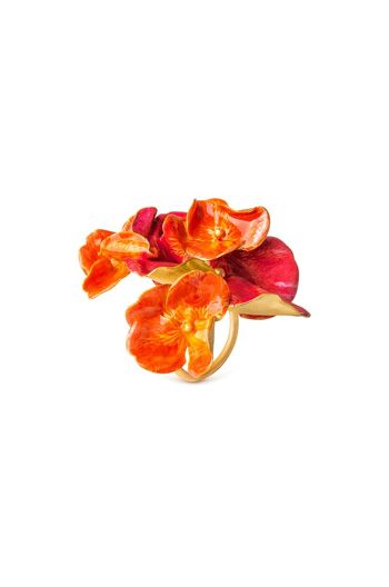 Grande Bague Fleur Havana - Fuchsia/Orange 2