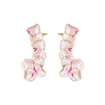 Boucle d'oreille fleur Habana grimpante - Nacre/mauve