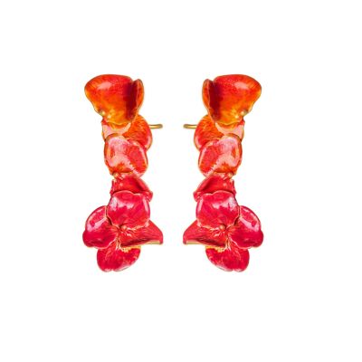 Climbing Habana flower earring - Fuchsia/Orange