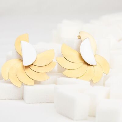 Java Fan Earrings - White