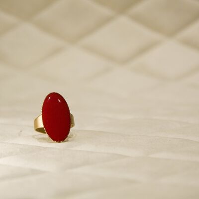 Oval Enamel Ring - Fire Red