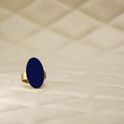 Anello smaltato ovale - Klein Blue