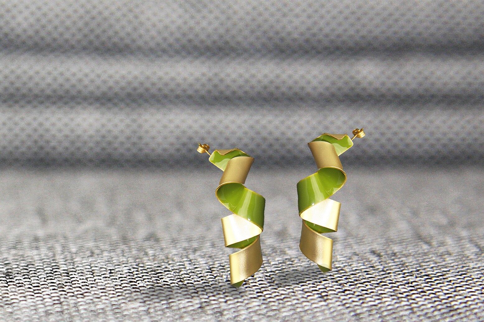 Mittlere W-Ohrringe - Grün