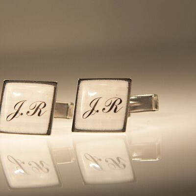 Personalized cufflinks - Square aged silver