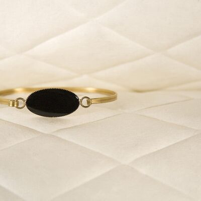 Bracelet ovale en émail - Noir