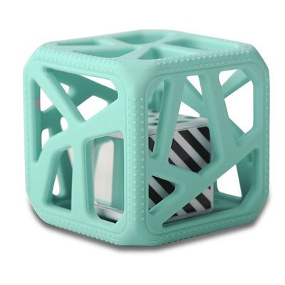 Hochet cube de dentition en silicone facile à agripper - Vert clair