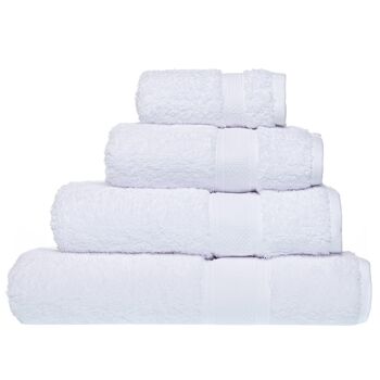 Coton égyptien, ultra doux, balle de 4 serviettes blanches de qualité hôtelière - Ruban tartan et étiquette manuscrite 2