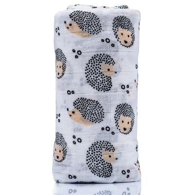 Hedgehog Print | Organic Cotton Muslin Swaddle Blanket