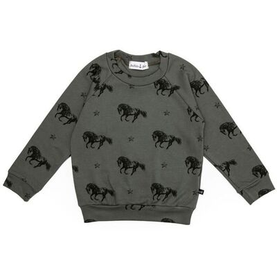 Mustang Print | Organic Jersey Cotton Sweatshirt - 6/12m