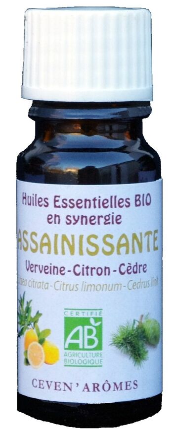 Synergie d'huiles essentielles BIO Assainissante - Verveine-Citron-Cèdre