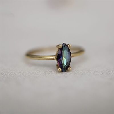 Sauvage mystic topaz ring 14ct gold