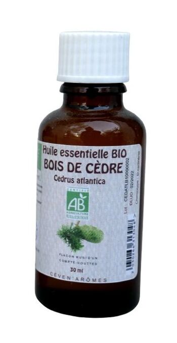 Bois de cèdre 30ml Huile essentielle bio