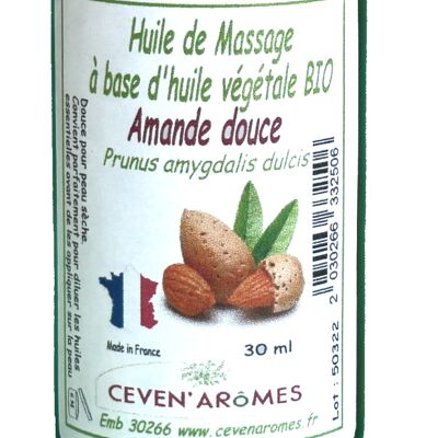 30 ml bottle of organic sweet almond oil