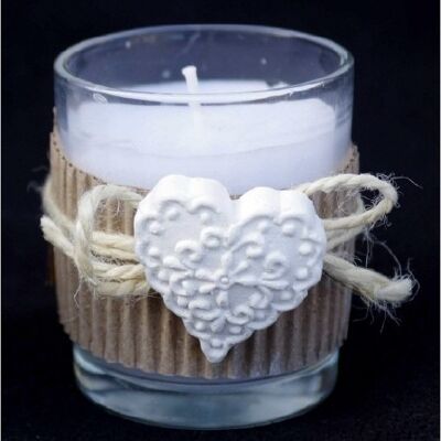 glass heart candle