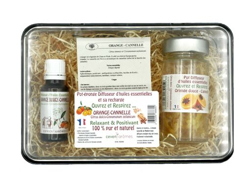 Coffret pot-éponge - Orange Cannelle diffuseur d'huile essentielle