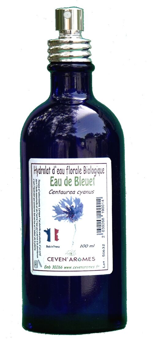 Flacon 100 ml d'eau florale BIO de Bleuet