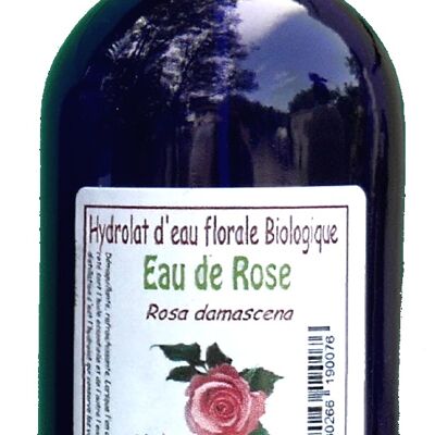 Botella de 100 ml de agua floral de rosas ecológica