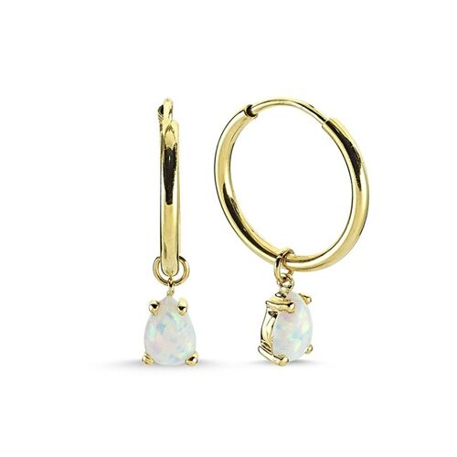 Muse white opal hoops 14ct gold