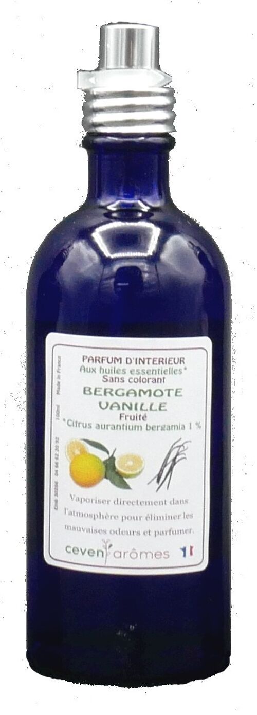 Parfum d'intérieur Vaporisateur 100 ml aux huiles essentielles Bergamote Vanille