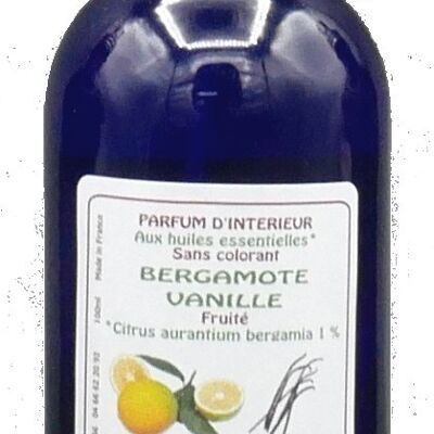 Parfum d'intérieur Vaporisateur 100 ml aux huiles essentielles Bergamote Vanille