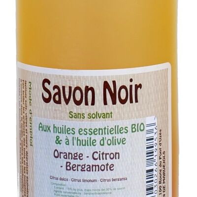 Savon noir à l'huile d'Olive et aux huiles essentielles BIO -Orange-Citron-Bergamote 1L