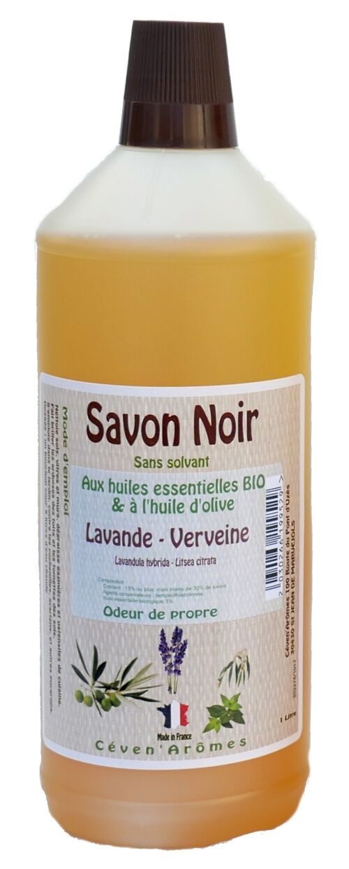 Savon noir à l'huile d'Olive et aux huiles essentielles BIO -Lavande-Verveine 1L