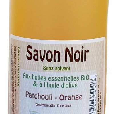 Savon noir à l'huile d'Olive et aux huiles essentielles BIO -Patchouli-Orange 1L