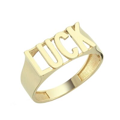 Eklektischer LUCK Ring aus 14 Karat massivem Gold