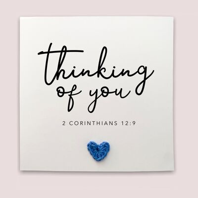 Tarjeta cristiana pensando en ti - Tarjeta de simpatía simple para ella - Hecho a mano Breavement Corintios Christian Bible Verse - Enviar al destinatario (SKU: SC7W)